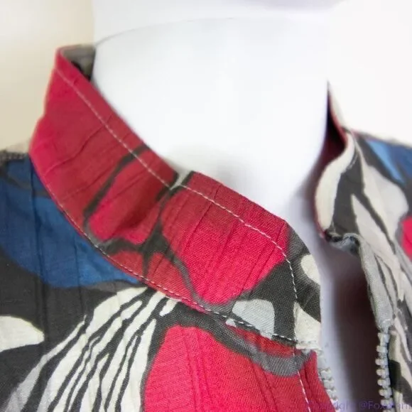 Afred Dunner women's cotton blend floral print zip up blazer jacket, size 16 - Picture 8 of 16